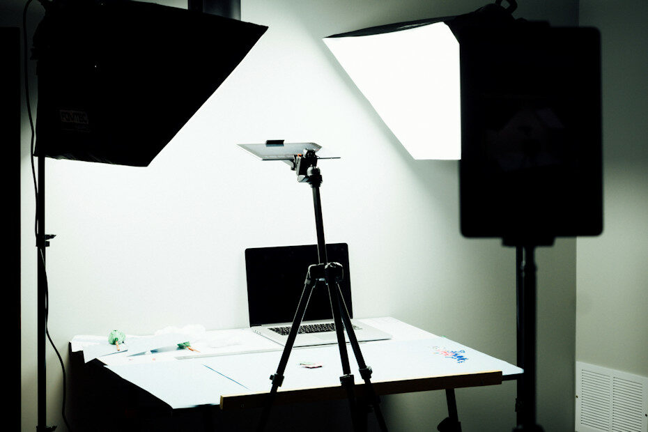 Photography diffusers set up for a product shoot