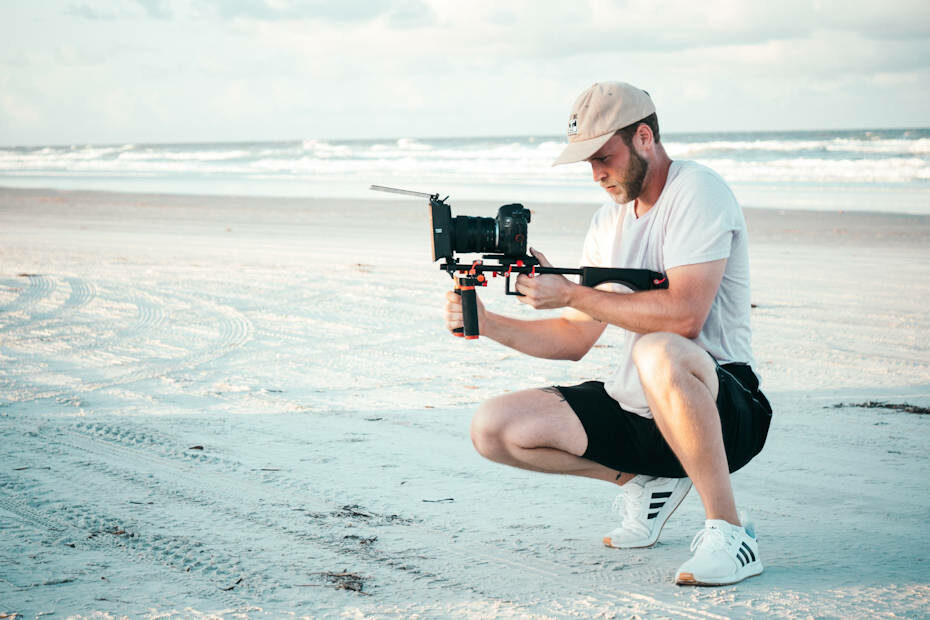 Person shooting a video that can be uploaded to an online video platform